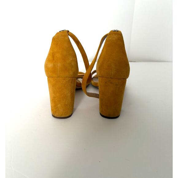 Sam Edelman Sandals, Mustard Yellow Suede Heels, Size 6.5 - Picture 2 of 9